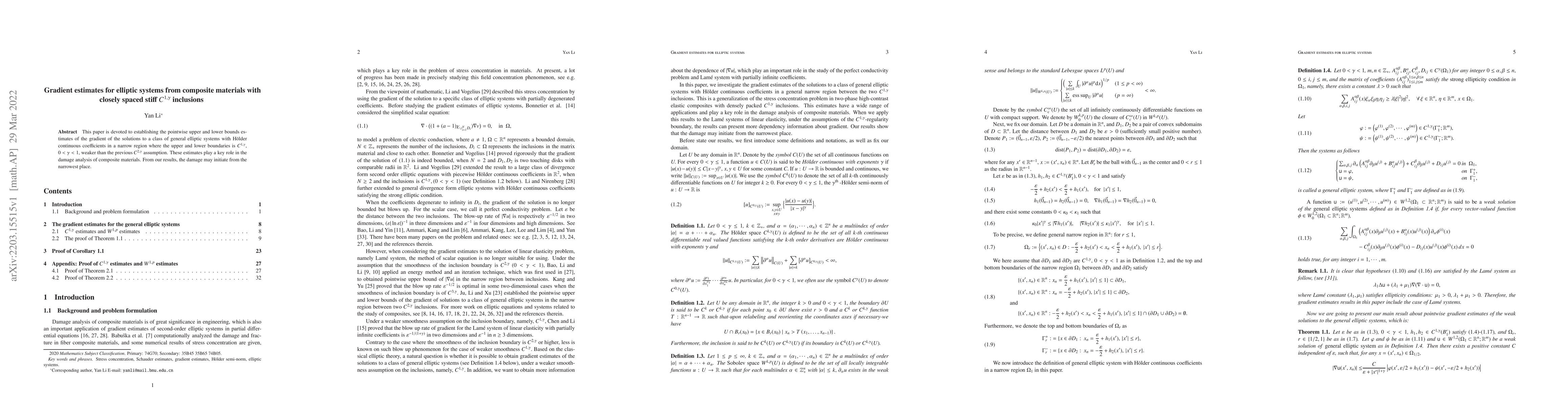 Thumbnail for Gradient estimates for elliptic systems from composite materials with
  closely spaced stiff $C^{1,\gamma}$ inclusions