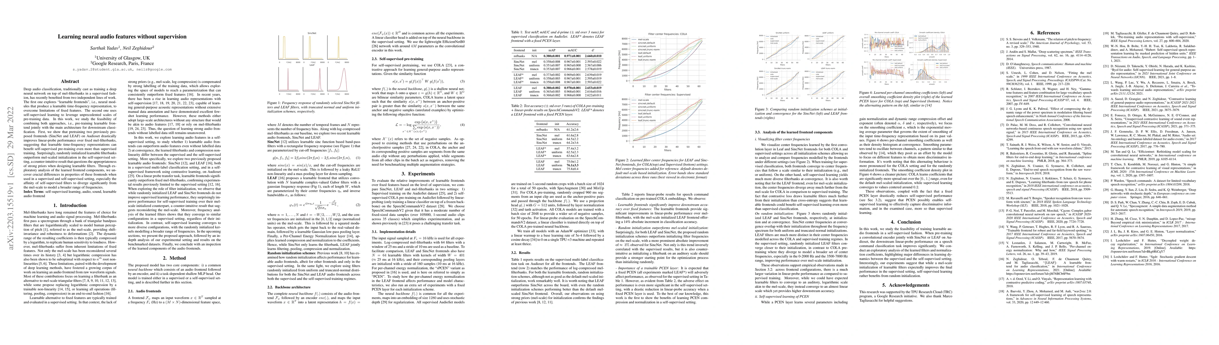 Thumbnail for Learning neural audio features without supervision