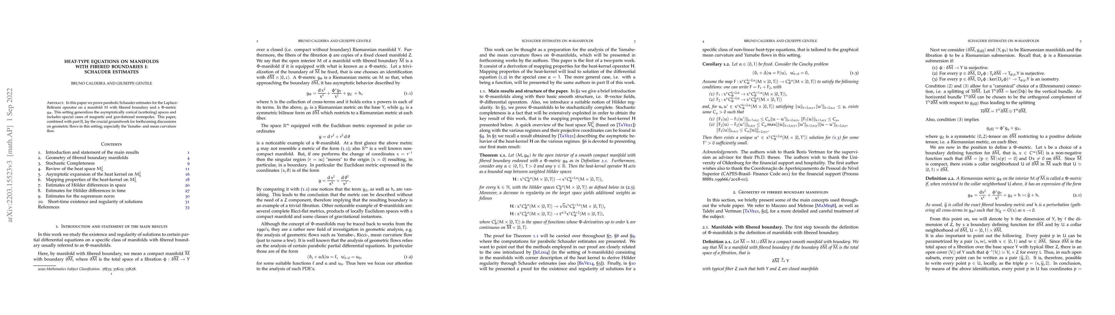 Thumbnail for Heat-type equations on manifolds with fibered boundary I: Schauder
  estimates
