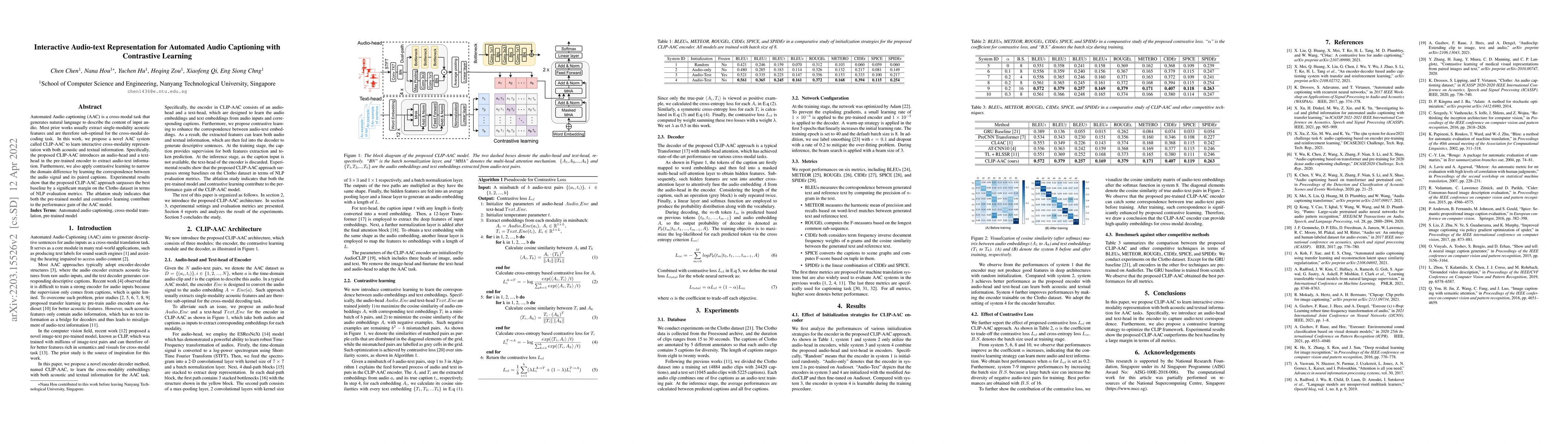Thumbnail for Interactive Audio-text Representation for Automated Audio Captioning
  with Contrastive Learning