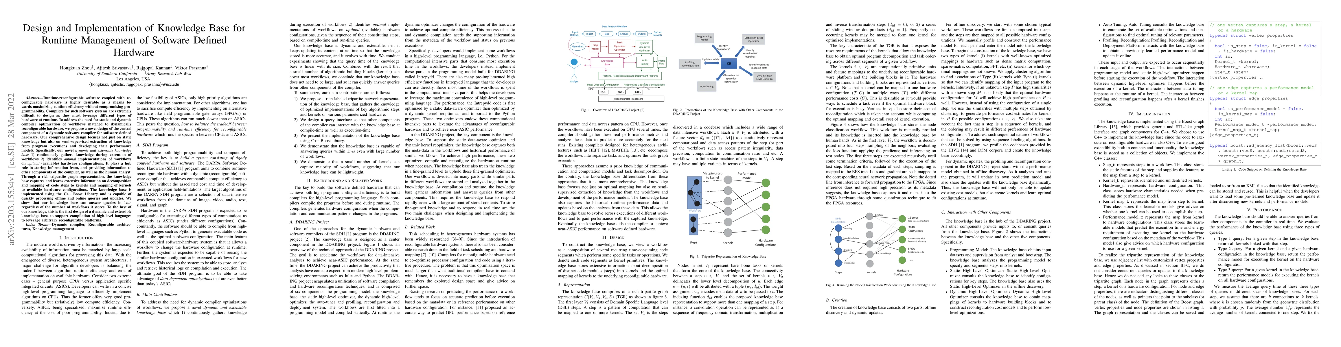 Thumbnail for Design and Implementation of Knowledge Base for Runtime Management of
  Software Defined Hardware