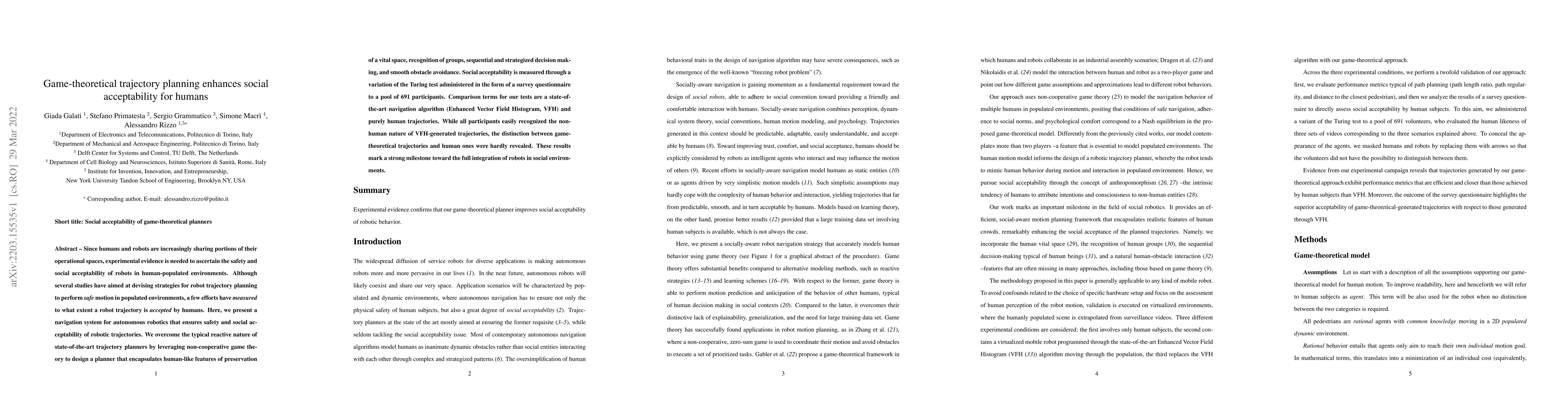 Thumbnail for Game-theoretical trajectory planning enhances social acceptability for
  humans