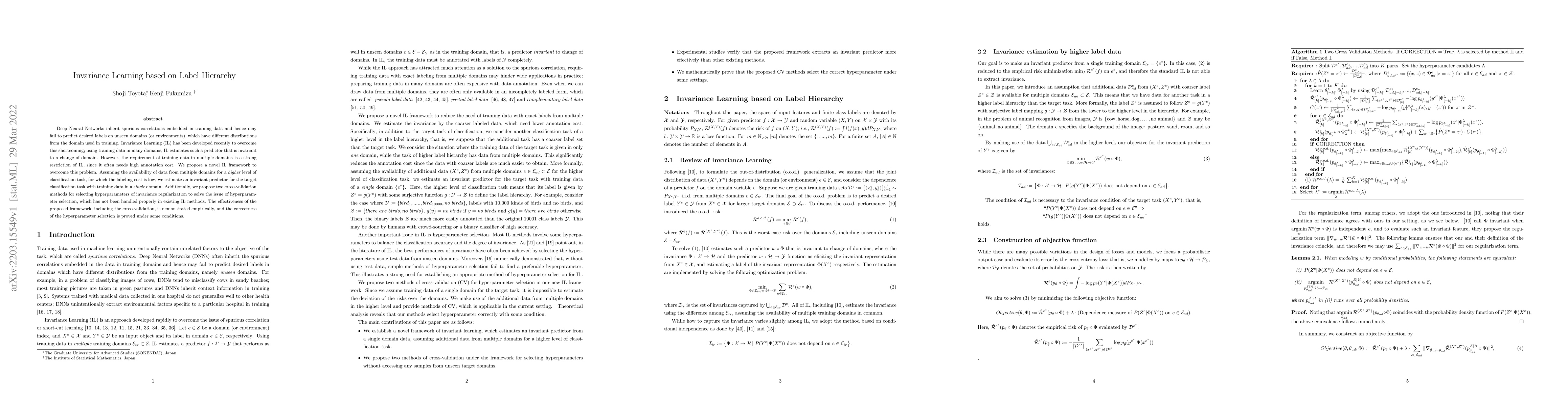 Thumbnail for Invariance Learning based on Label Hierarchy