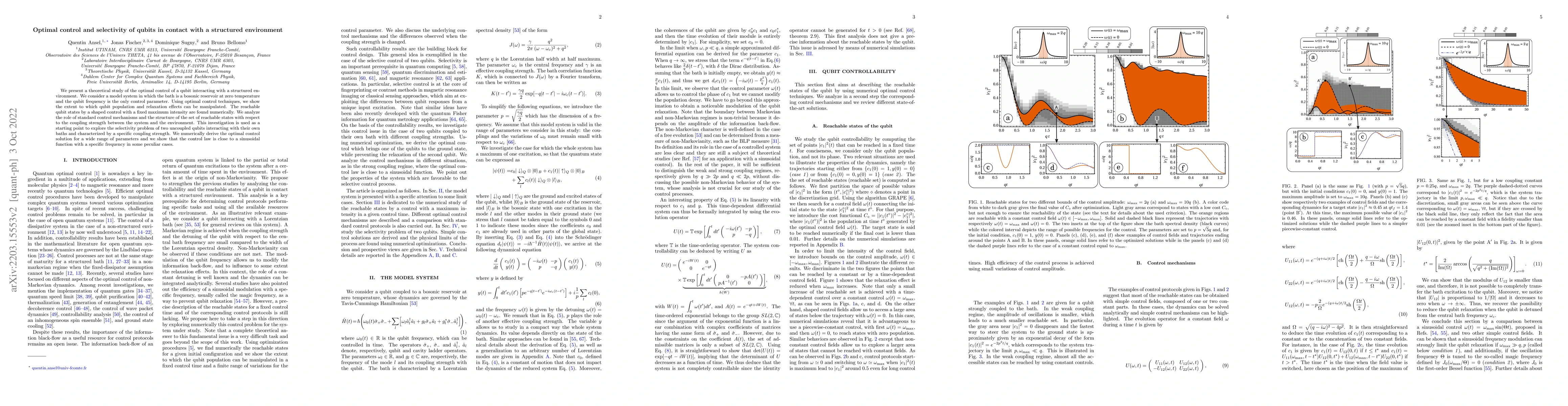 Thumbnail for Optimal control and selectivity of qubits in contact with a structured
  environment
