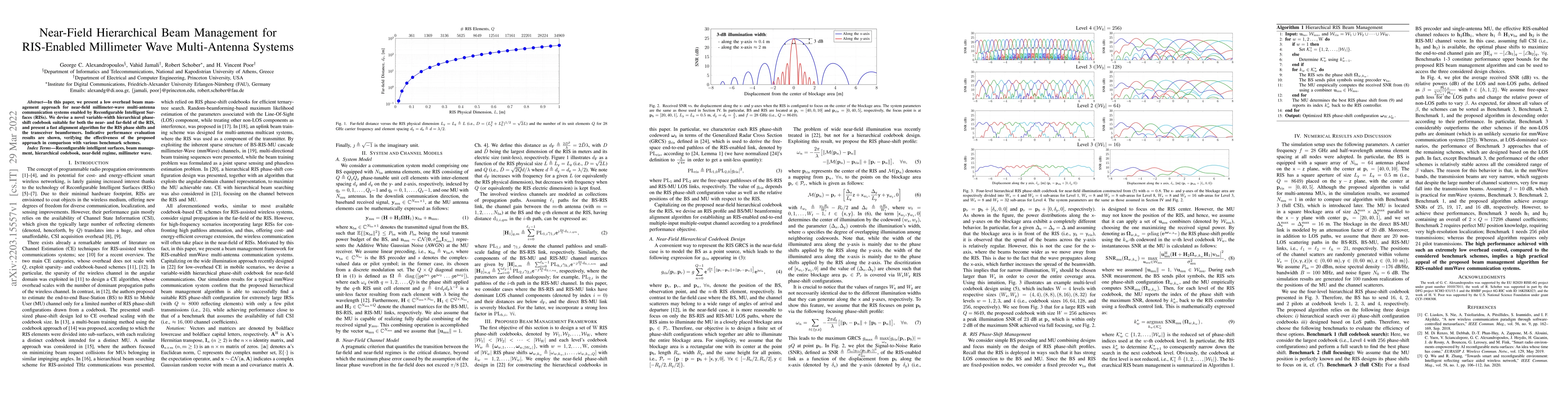 Thumbnail for Near-Field Hierarchical Beam Management for RIS-Enabled Millimeter Wave
  Multi-Antenna Systems