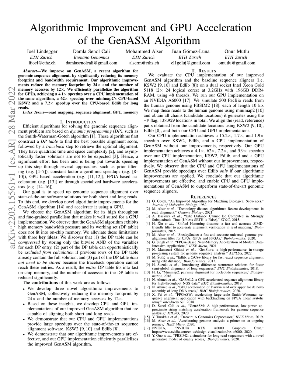 Thumbnail for Algorithmic Improvement and GPU Acceleration of the GenASM Algorithm