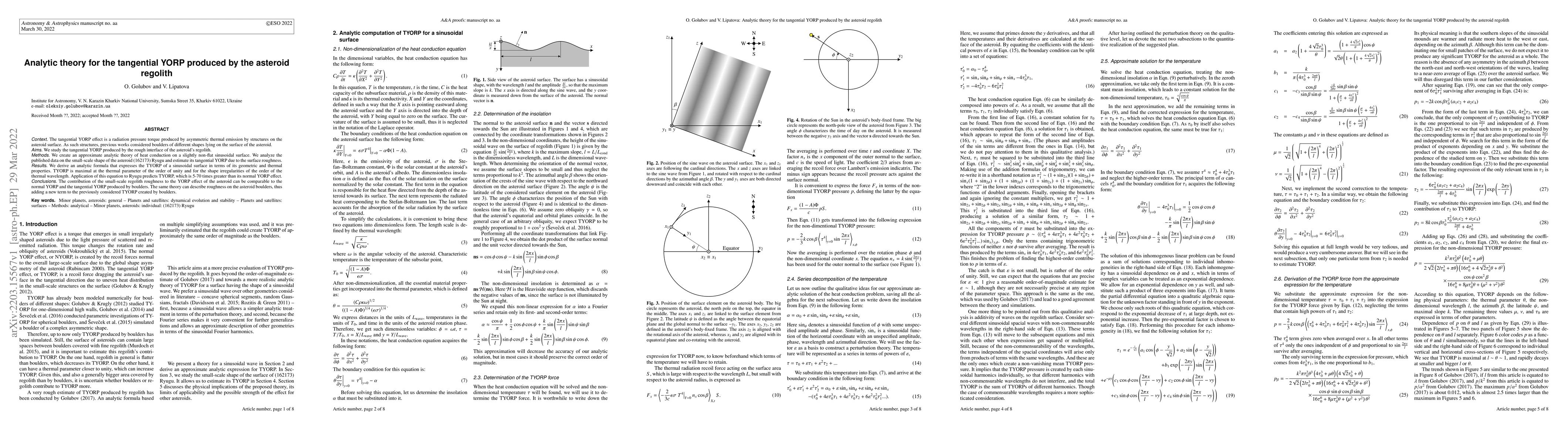 Thumbnail for Analytic theory for the tangential YORP produced by the asteroid
  regolith