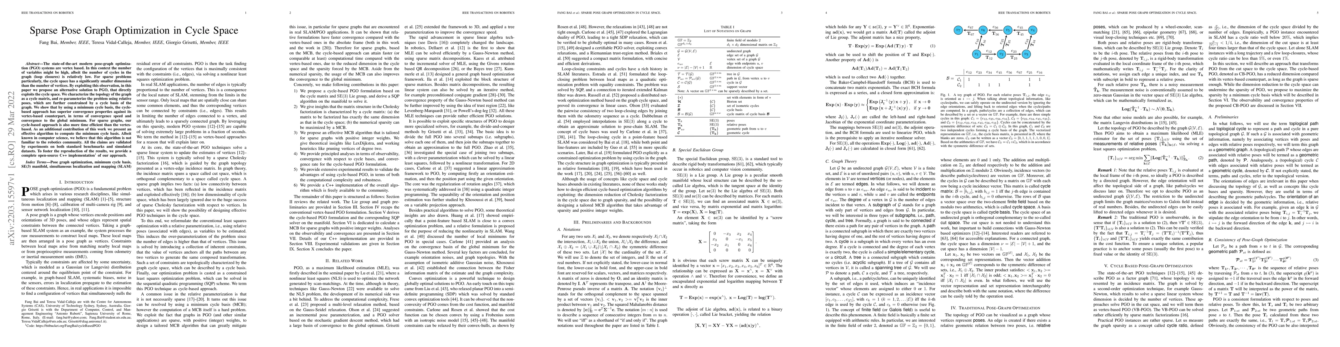 Thumbnail for Sparse Pose Graph Optimization in Cycle Space