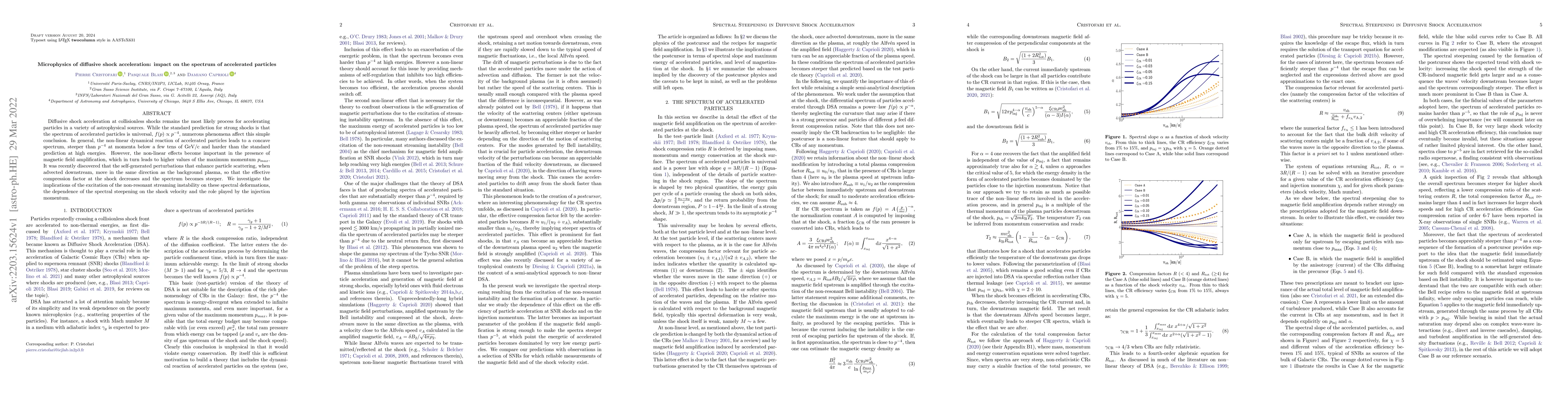 Thumbnail for Microphysics of diffusive shock acceleration: impact on the spectrum of
  accelerated particles