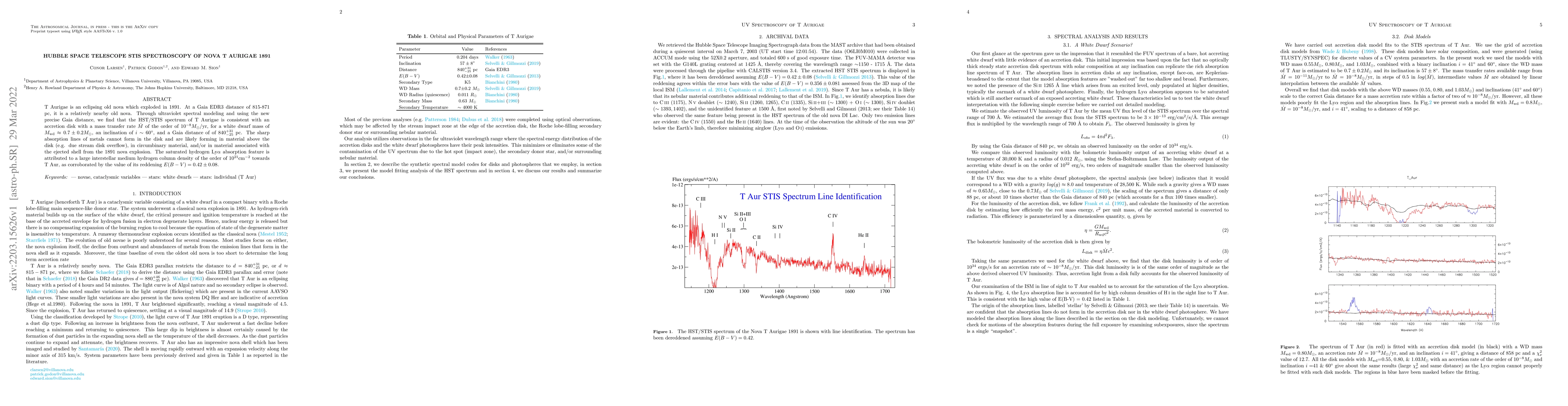 Thumbnail for Hubble Space Telescope STIS Spectroscopy of Nova T Aurigae 1891
