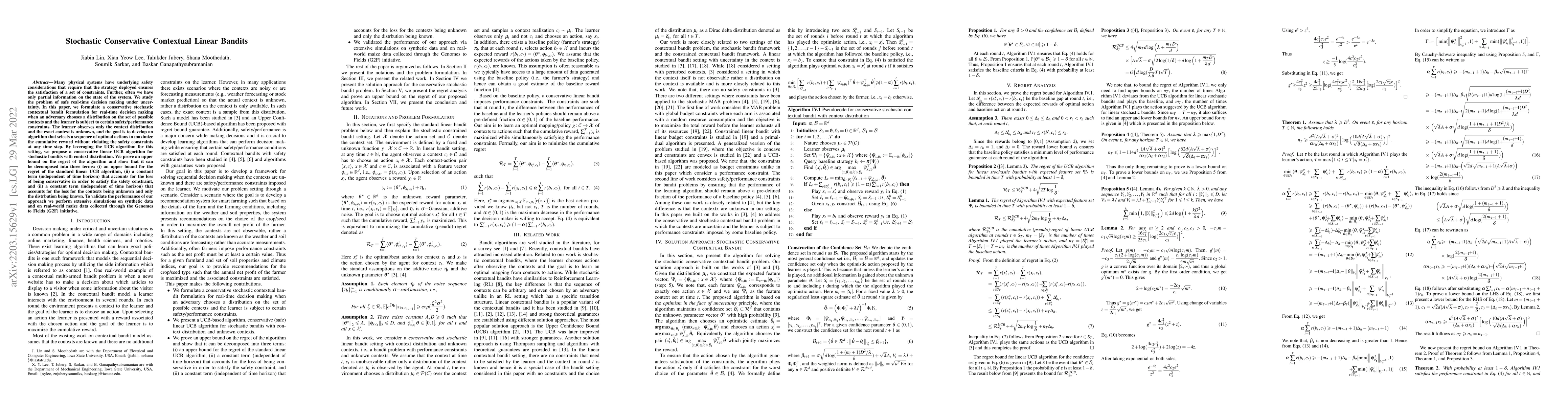 Thumbnail for Stochastic Conservative Contextual Linear Bandits