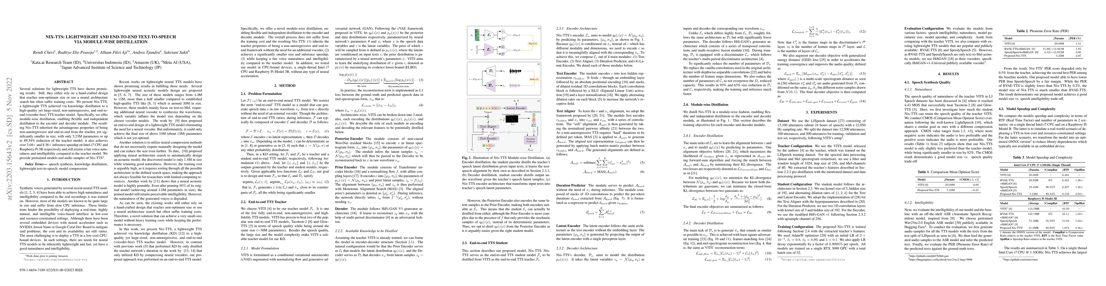 Thumbnail for Nix-TTS: Lightweight and End-to-End Text-to-Speech via Module-wise
  Distillation