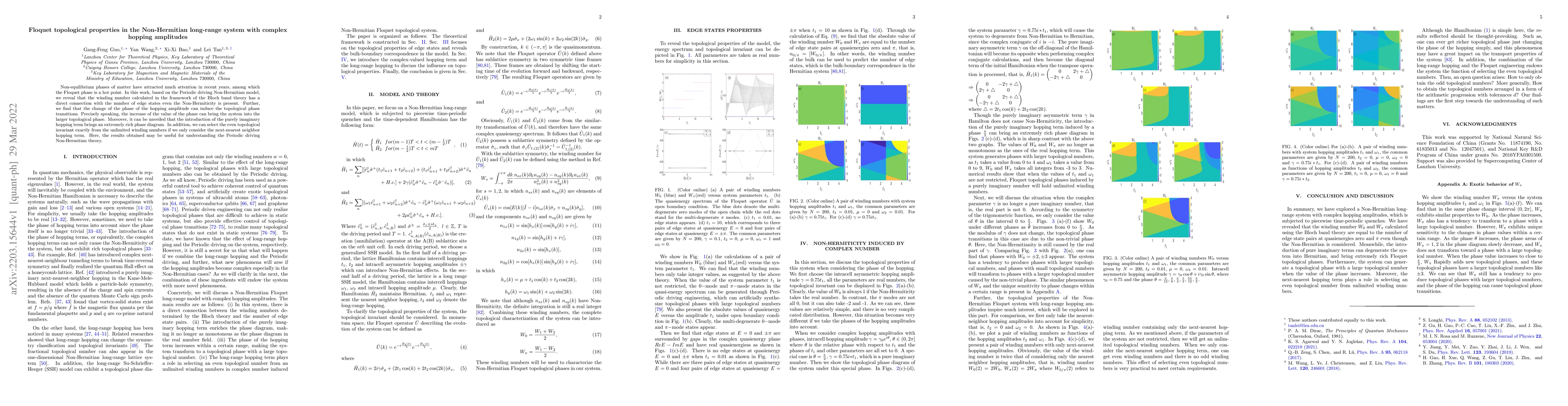 Thumbnail for Floquet topological properties in the Non-Hermitian long-range system
  with complex hopping amplitudes