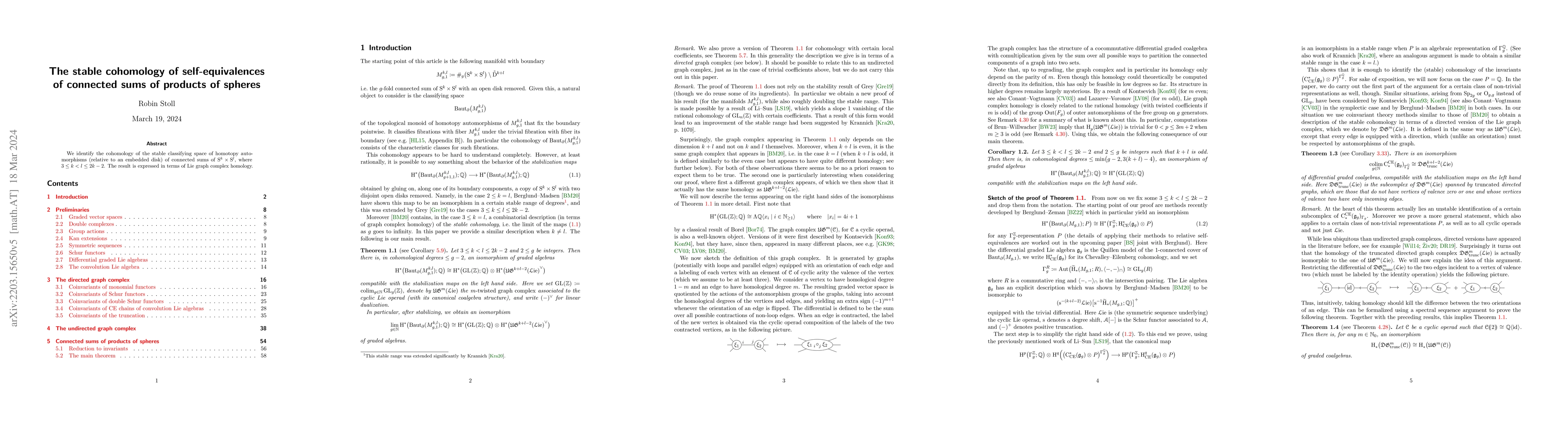 Thumbnail for The stable cohomology of self-equivalences of connected sums of products
  of spheres