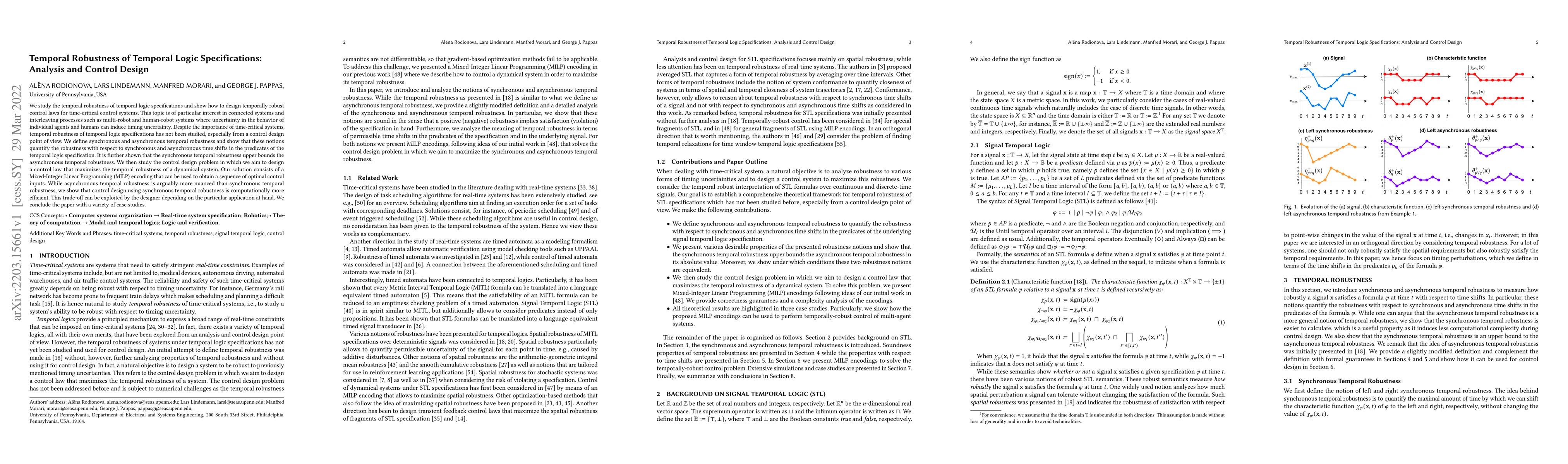 Thumbnail for Temporal Robustness of Temporal Logic Specifications: Analysis and
  Control Design