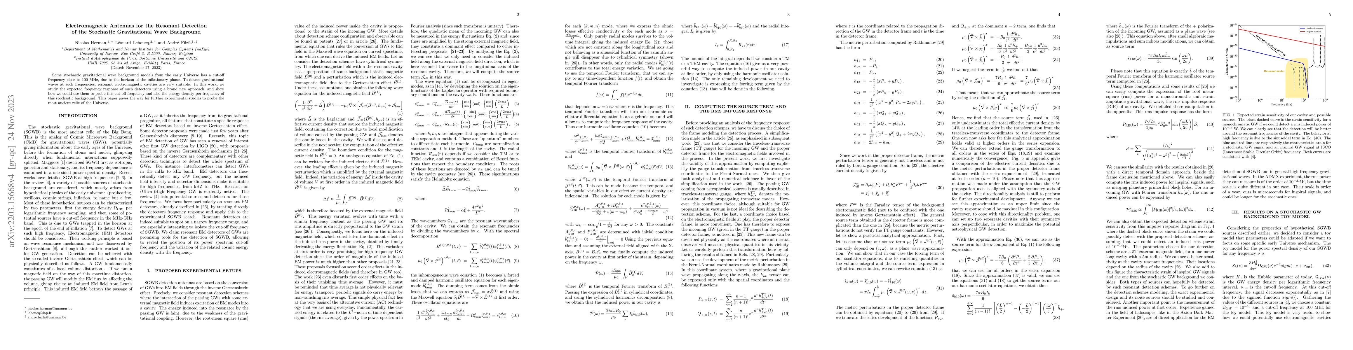 Thumbnail for Electromagnetic Antennas for the Resonant Detection of the Stochastic
  Gravitational Wave Background