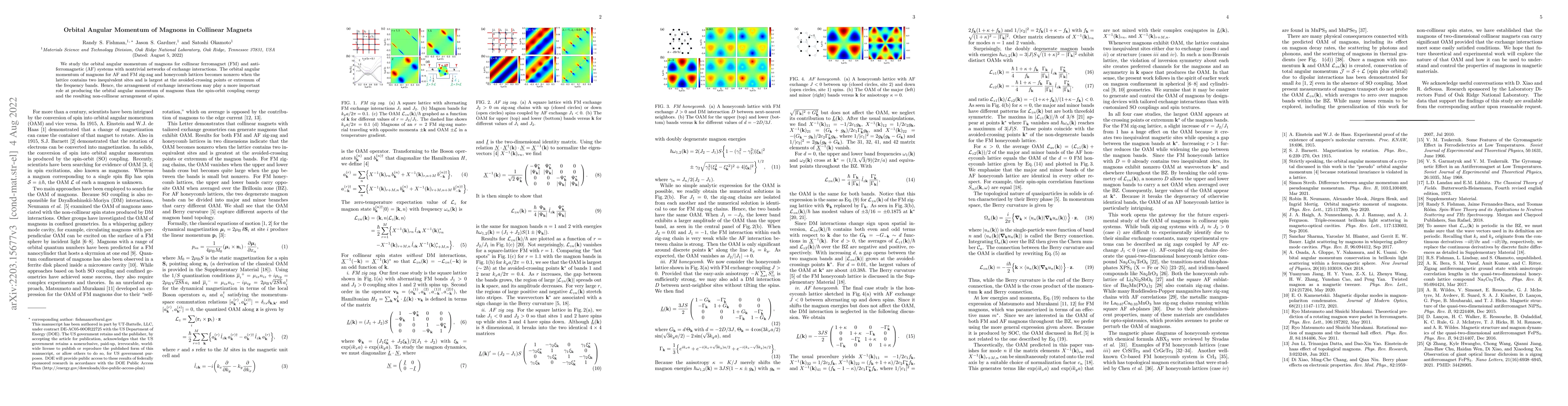 Thumbnail for Orbital Angular Momentum of Magnons in Collinear Magnets
