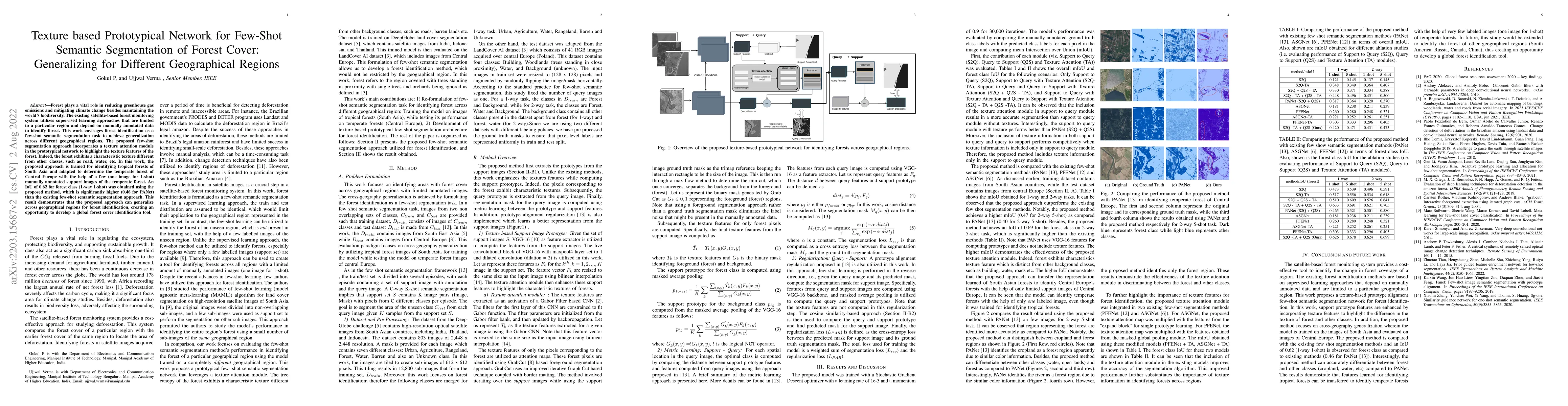 Thumbnail for Texture based Prototypical Network for Few-Shot Semantic Segmentation of
  Forest Cover: Generalizing for Different Geographical Regions