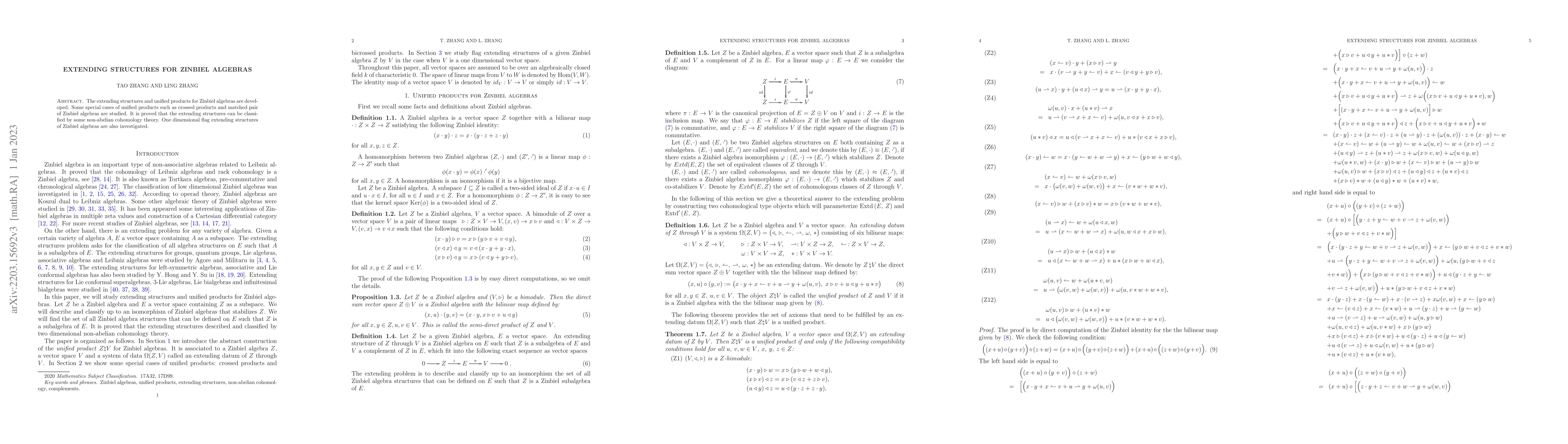 Thumbnail for Extending structures for Zinbiel algebras