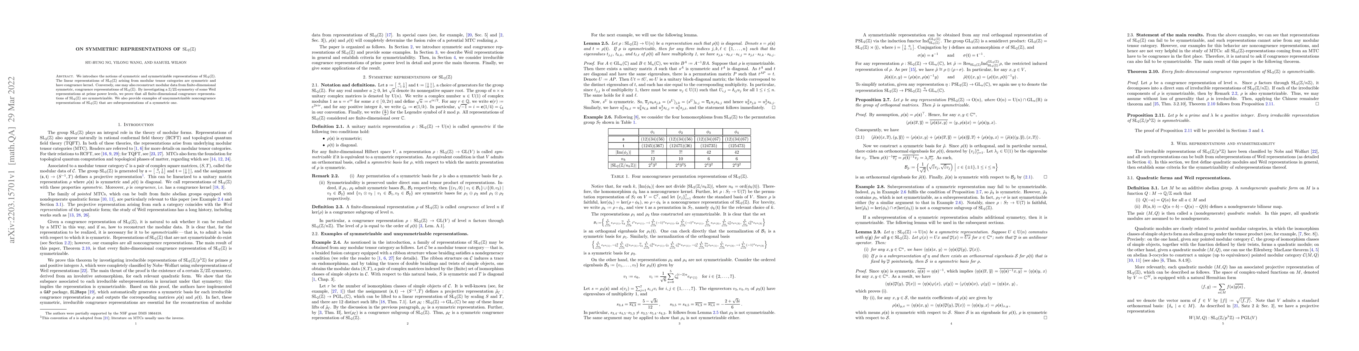 Thumbnail for On symmetric representations of $\text{SL}_2(\mathbb{Z})$