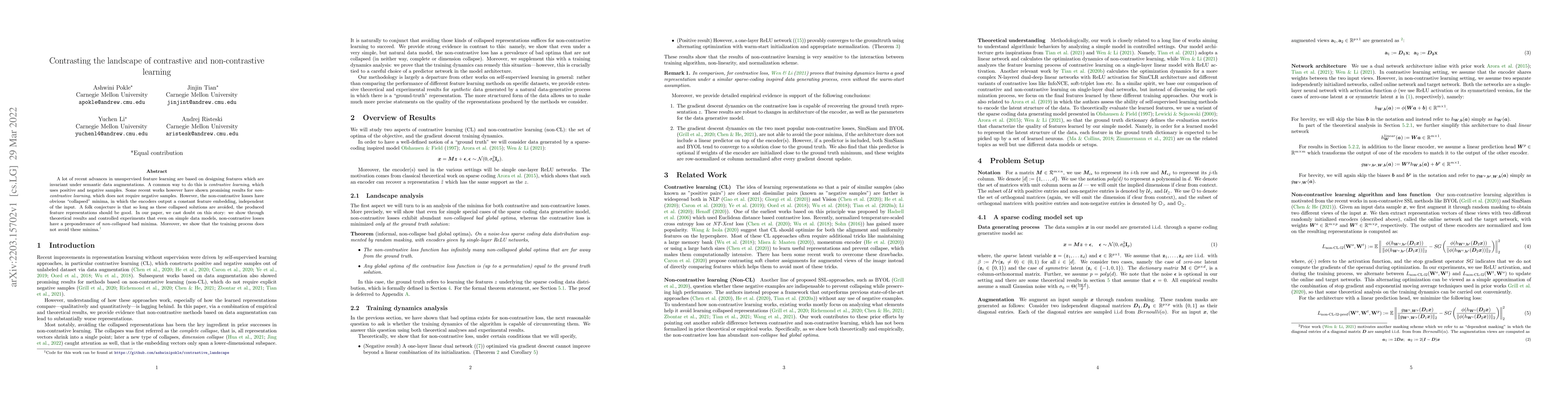 Thumbnail for Contrasting the landscape of contrastive and non-contrastive learning