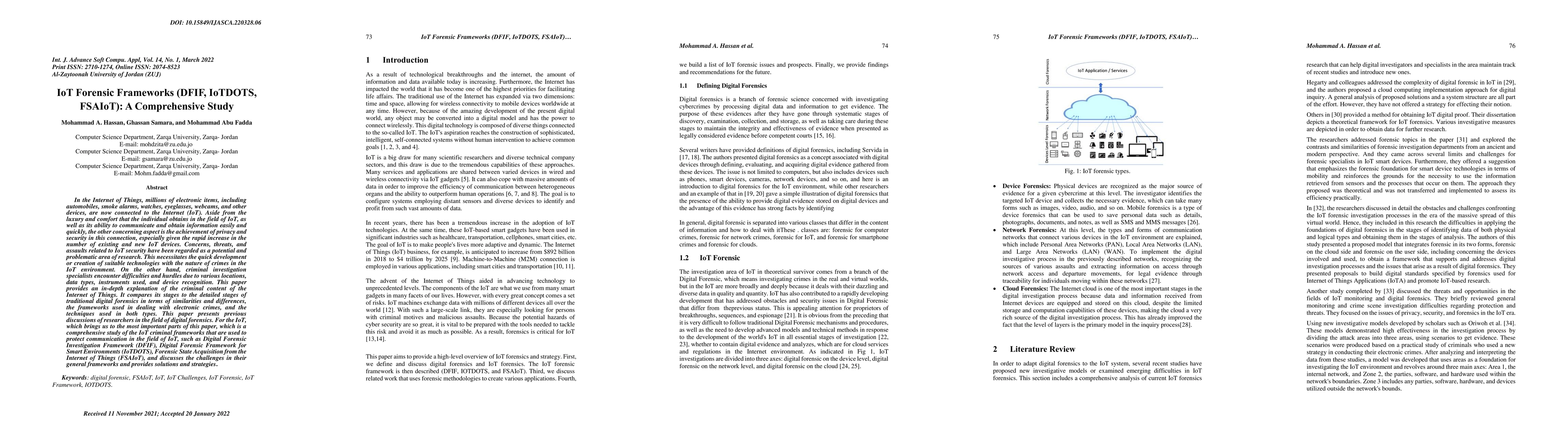 Thumbnail for IoT Forensic Frameworks (DFIF, IoTDOTS,FSAIoT): A Comprehensive Study