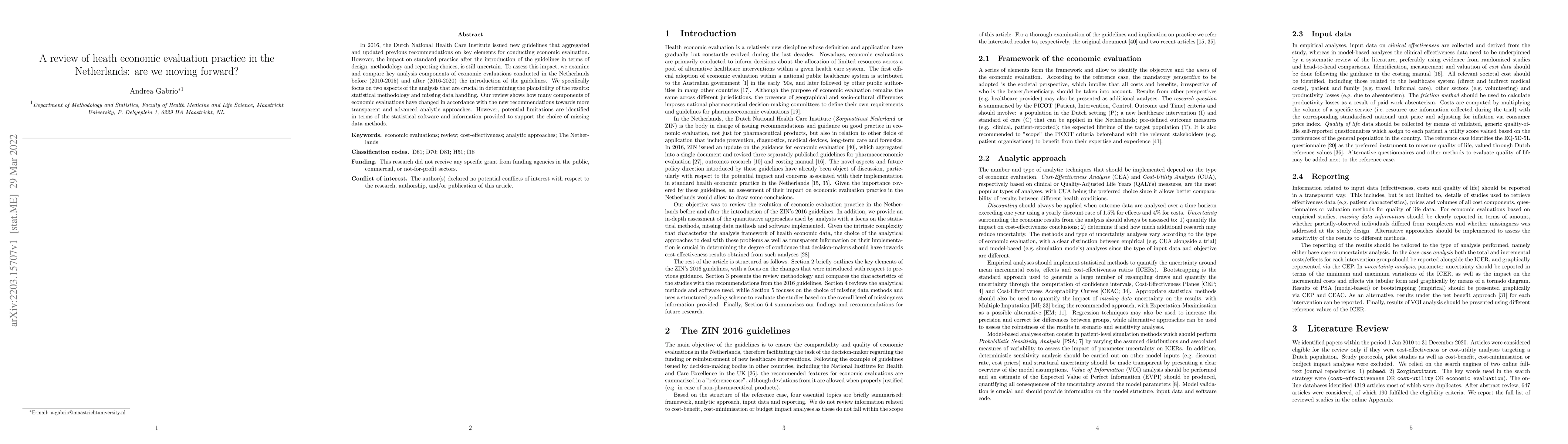 Thumbnail for A review of heath economic evaluation practice in the Netherlands: are
  we moving forward?