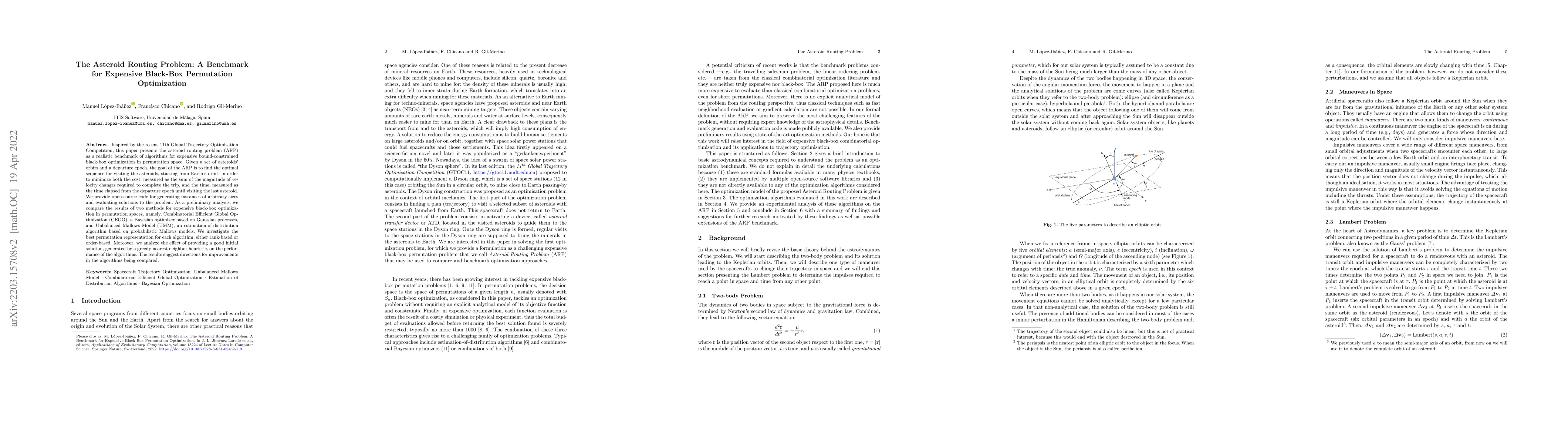 Thumbnail for The Asteroid Routing Problem: A Benchmark for Expensive Black-Box
  Permutation Optimization
