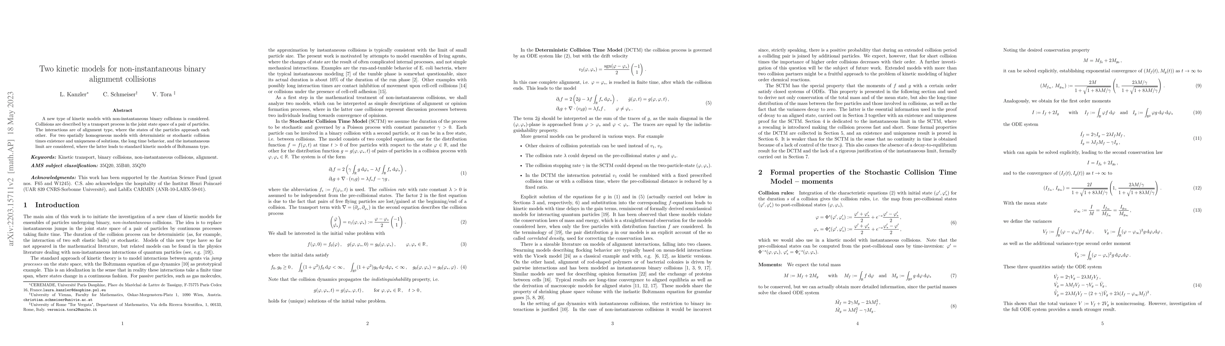 Thumbnail for Two kinetic models for non-instantaneous binary alignment collisions