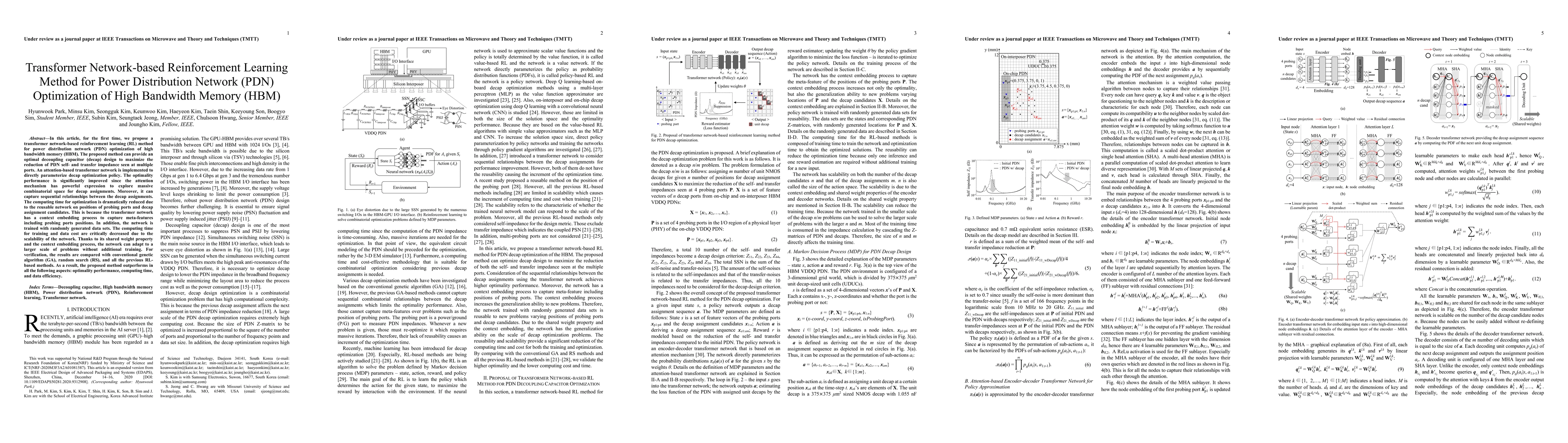 Thumbnail for Transformer Network-based Reinforcement Learning Method for Power
  Distribution Network (PDN) Optimization of High Bandwidth Memory (HBM)