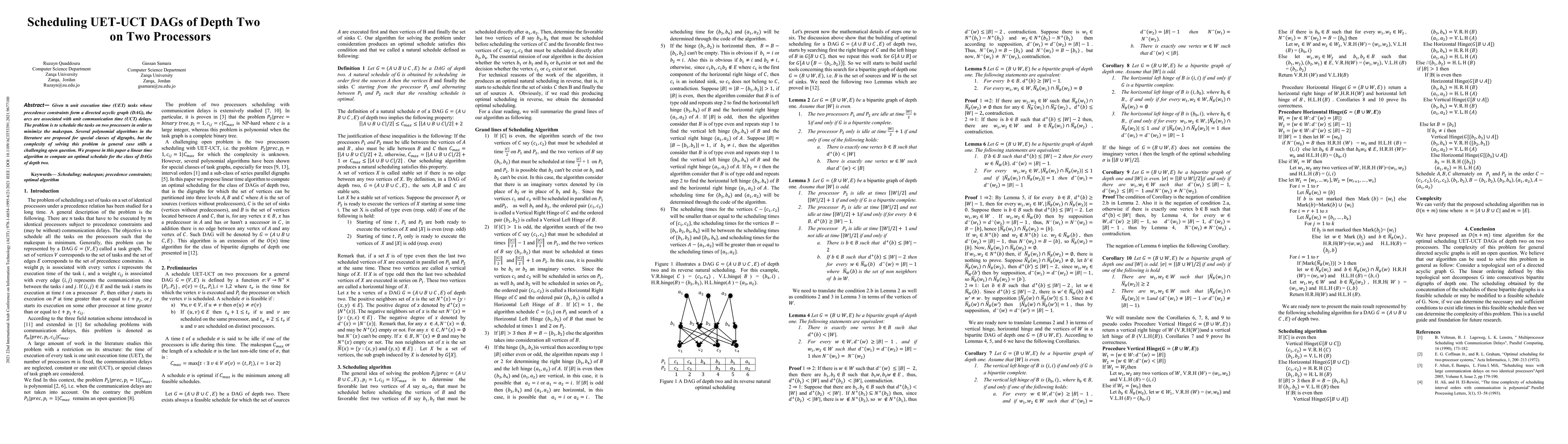 Thumbnail for Scheduling UET-UCT DAGs of Depth Two on Two Processors