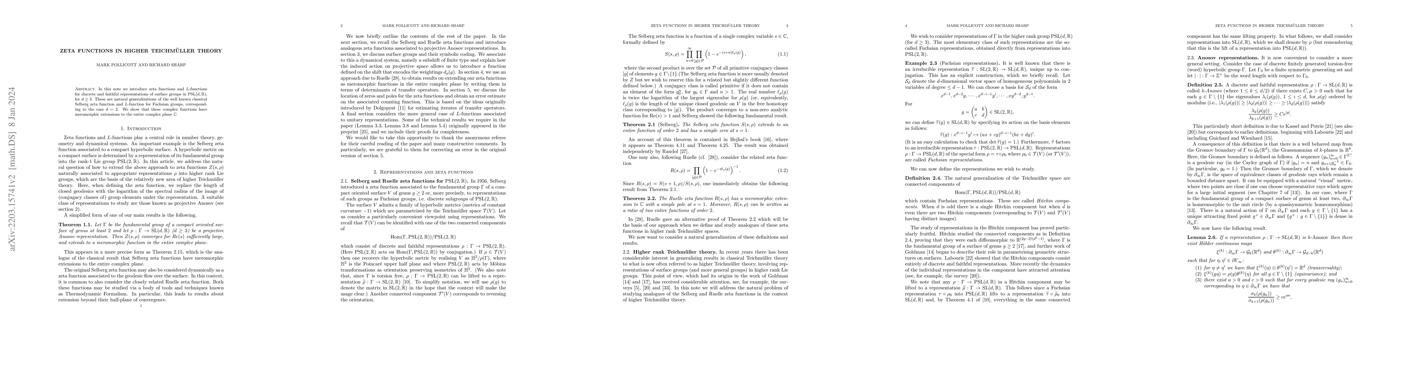 Thumbnail for Zeta functions in higher Teichmuller theory