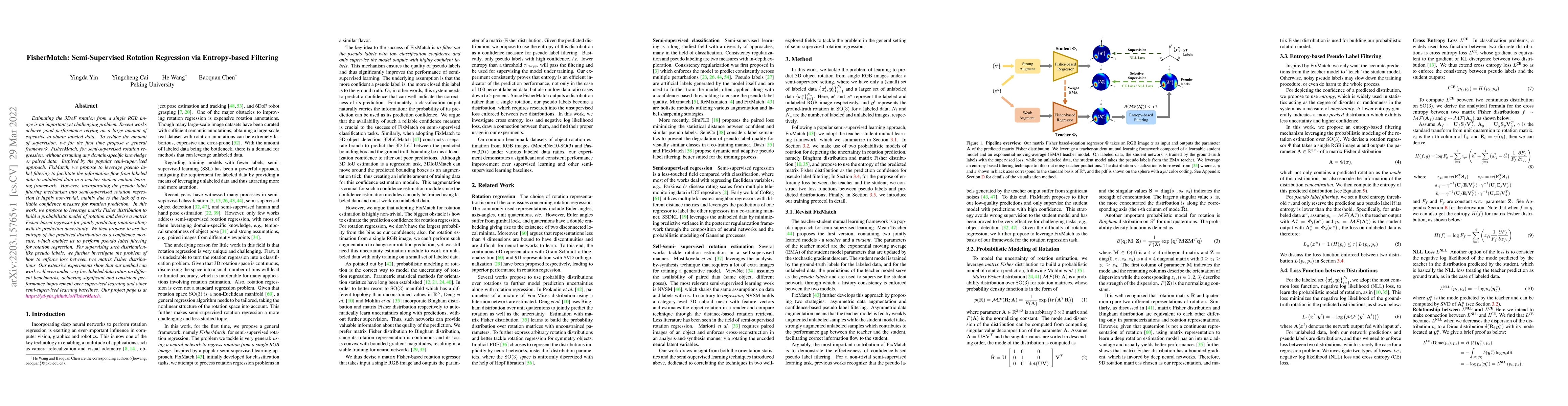 Thumbnail for FisherMatch: Semi-Supervised Rotation Regression via Entropy-based
  Filtering