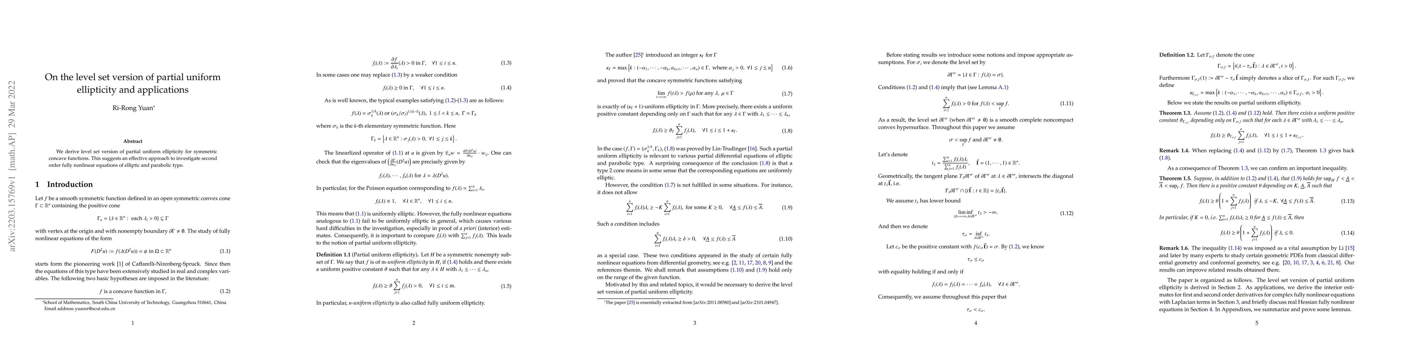 Thumbnail for On the level set version of partial uniform ellipticity and applications