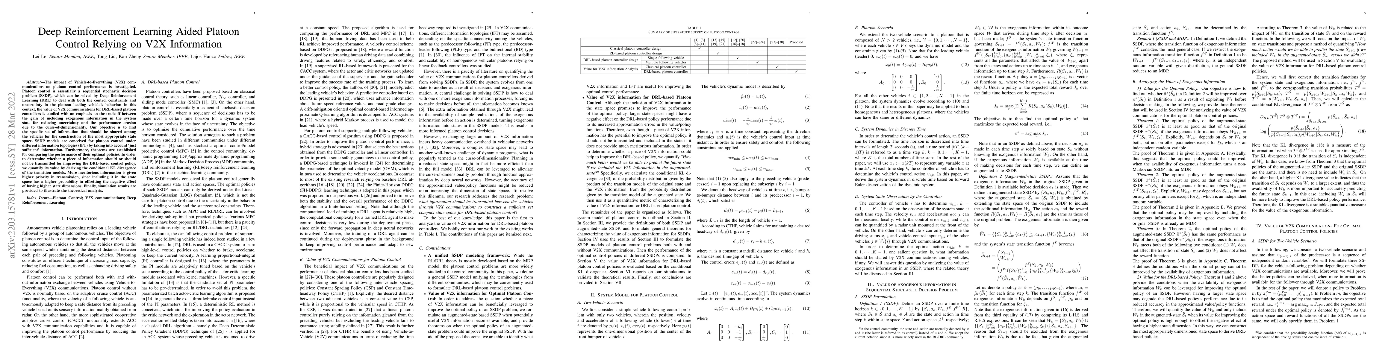Thumbnail for Deep Reinforcement Learning Aided Platoon Control Relying on V2X
  Information