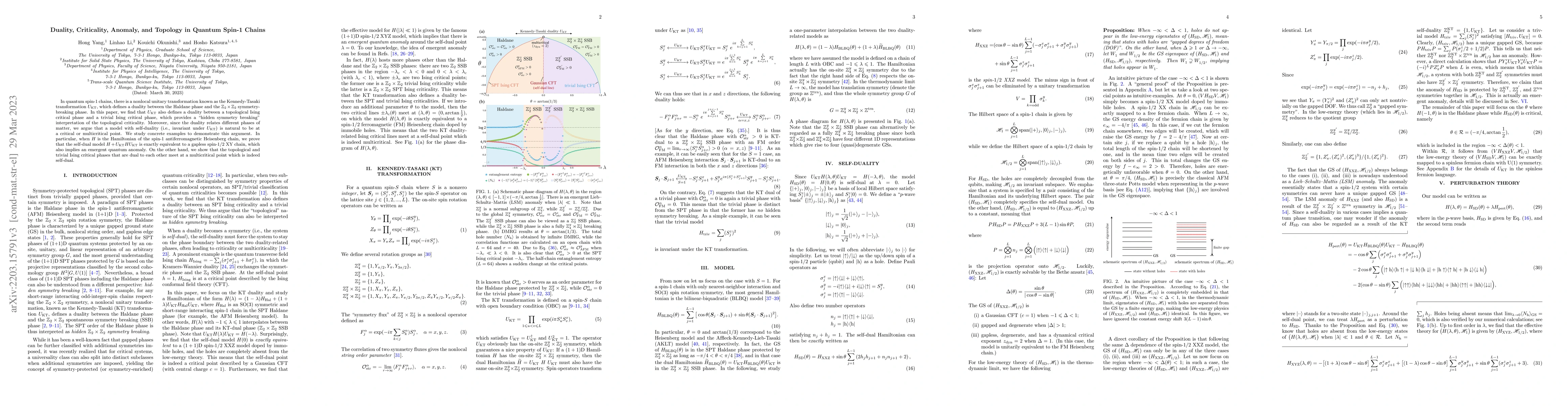 Thumbnail for Duality, Criticality, Anomaly, and Topology in Quantum Spin-1 Chains