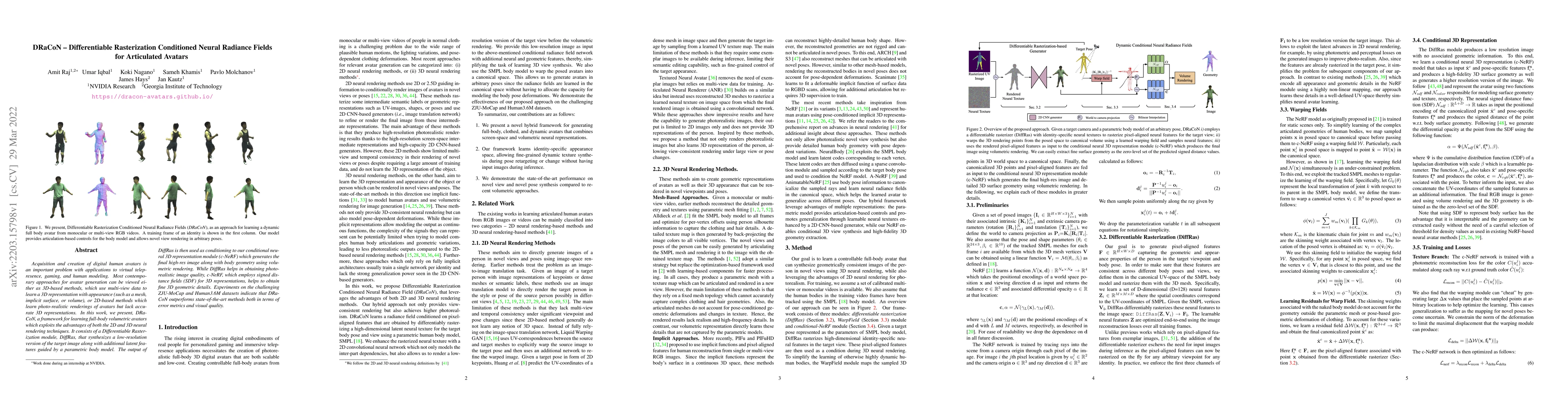 Thumbnail for DRaCoN -- Differentiable Rasterization Conditioned Neural Radiance
  Fields for Articulated Avatars