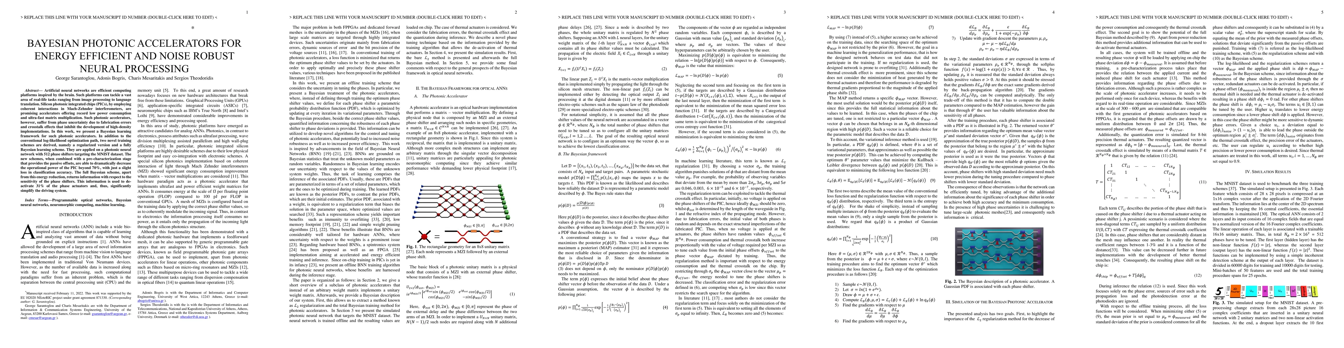 Thumbnail for Bayesian Photonic Accelerators for Energy Efficient and Noise Robust
  Neural Processing