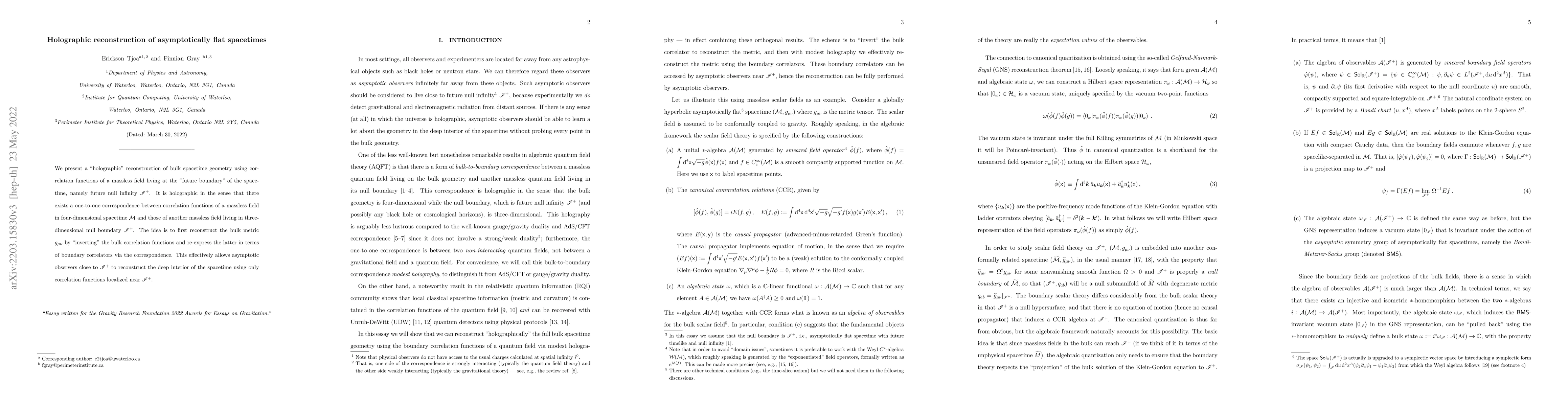 Thumbnail for Holographic reconstruction of asymptotically flat spacetimes