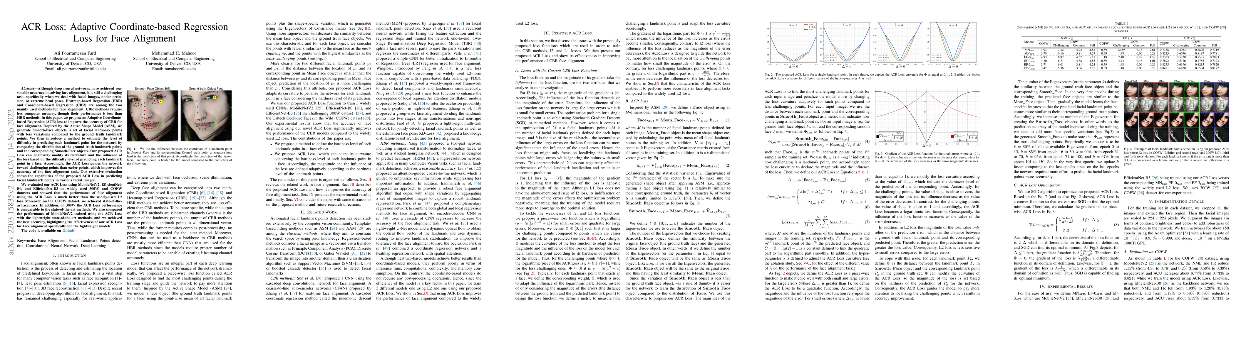 Thumbnail for ACR Loss: Adaptive Coordinate-based Regression Loss for Face Alignment