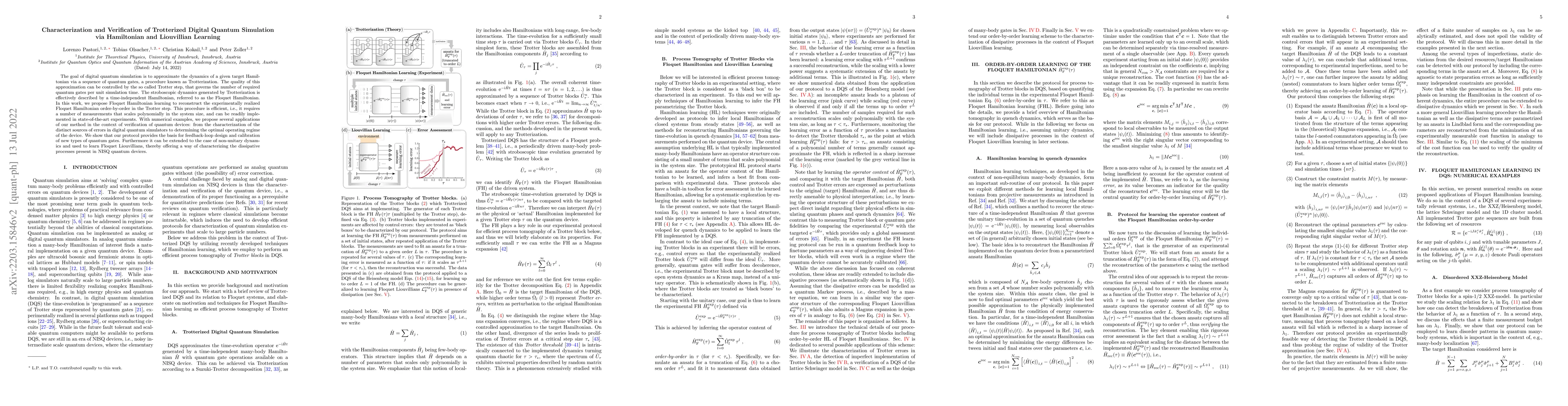 Thumbnail for Characterization and Verification of Trotterized Digital Quantum
  Simulation via Hamiltonian and Liouvillian Learning