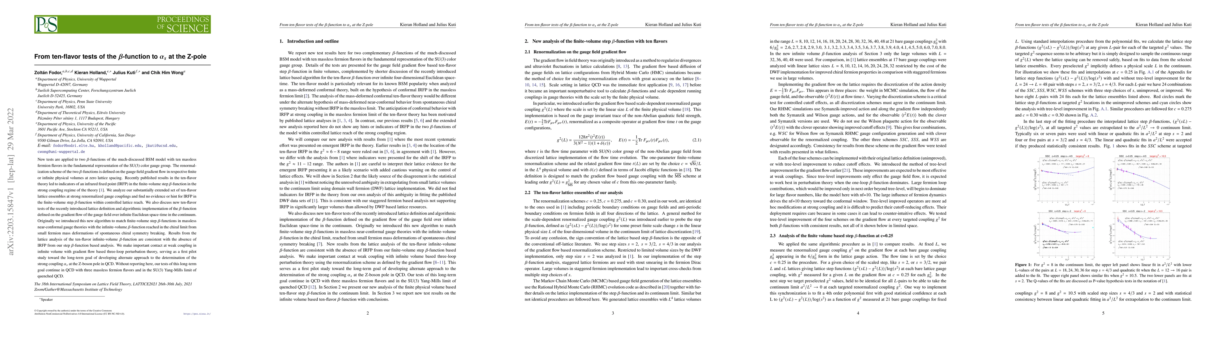Thumbnail for From ten-flavor tests of the $\beta$-function to $\alpha_s$ at the
  Z-pole