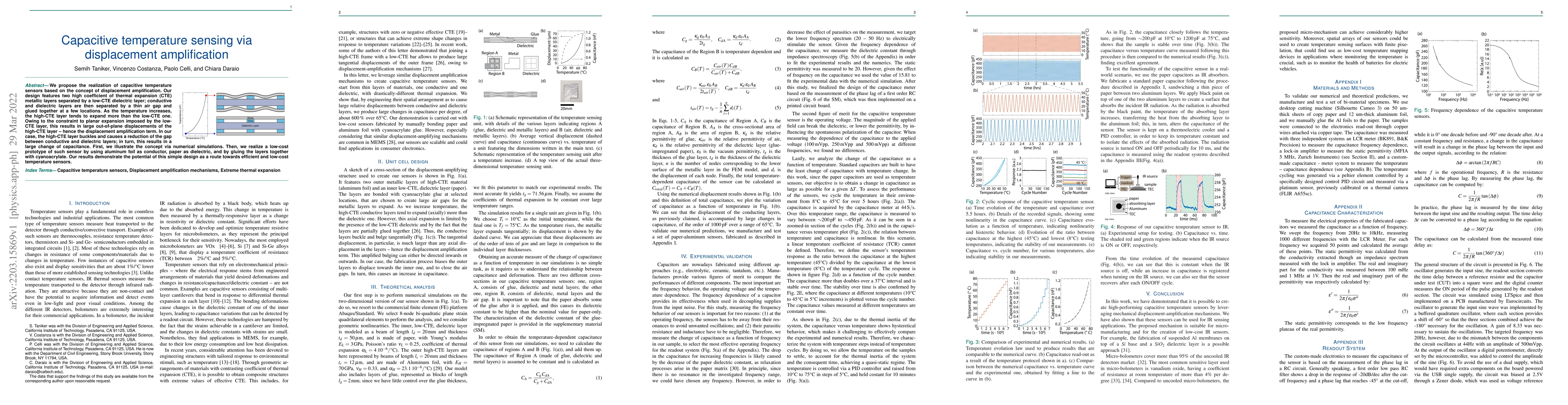 Thumbnail for Capacitive temperature sensing via displacement amplification