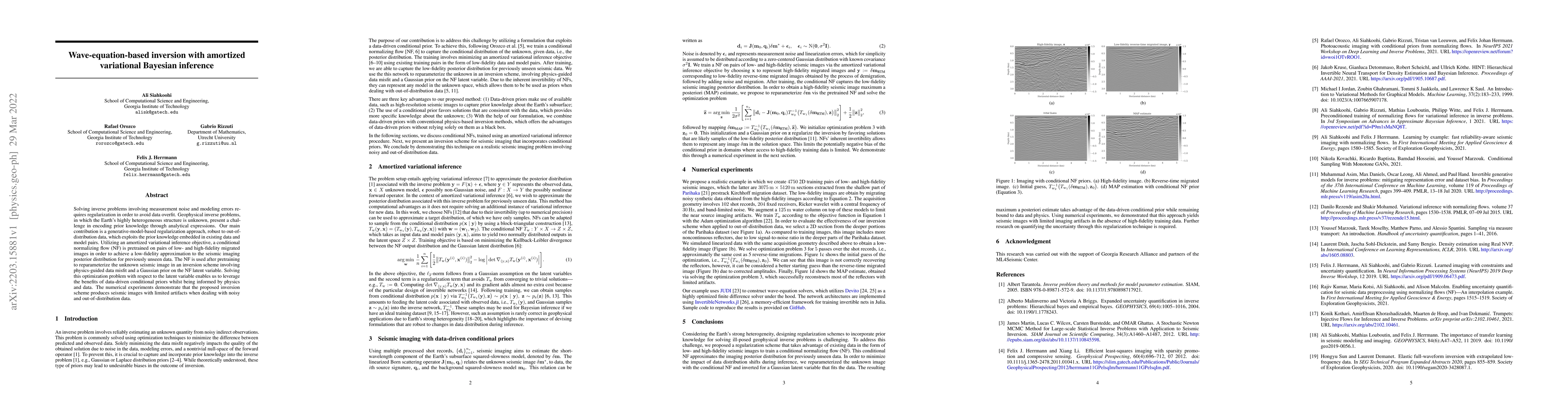Thumbnail for Wave-equation-based inversion with amortized variational Bayesian
  inference