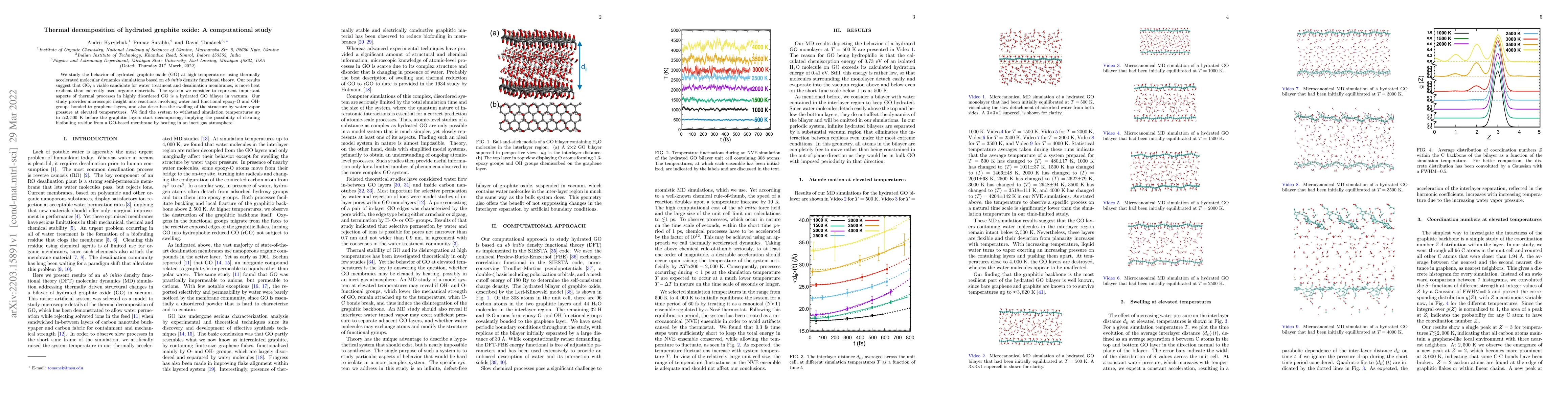 Thumbnail for Thermal decomposition of hydrated graphite oxide: A computational study