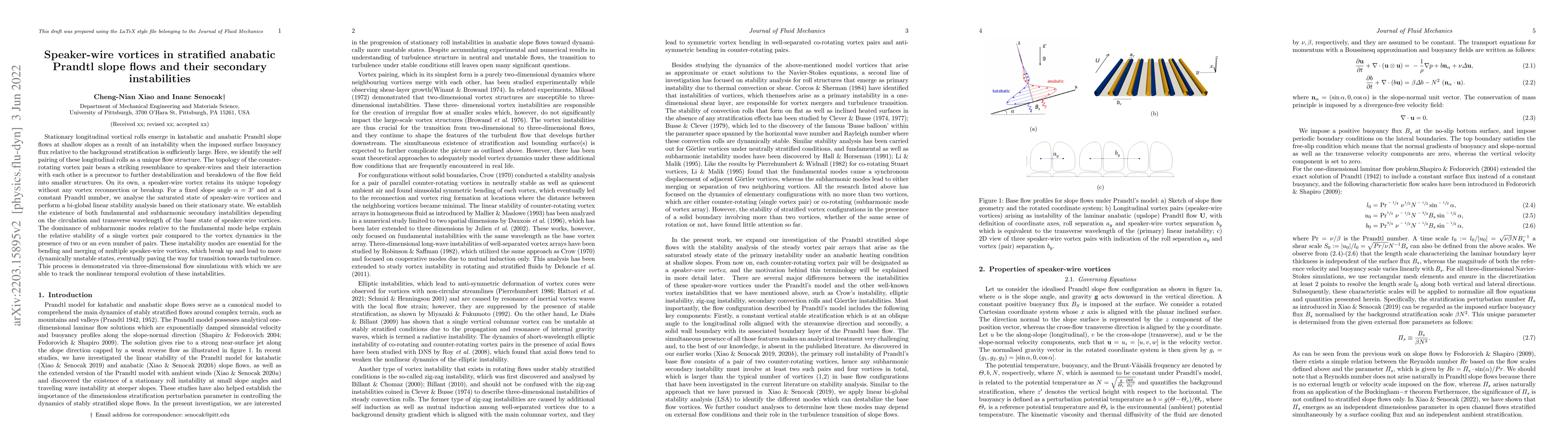 Thumbnail for Speaker-wire vortices in stratified anabatic Prandtl slope flows and
  their secondary instabilities