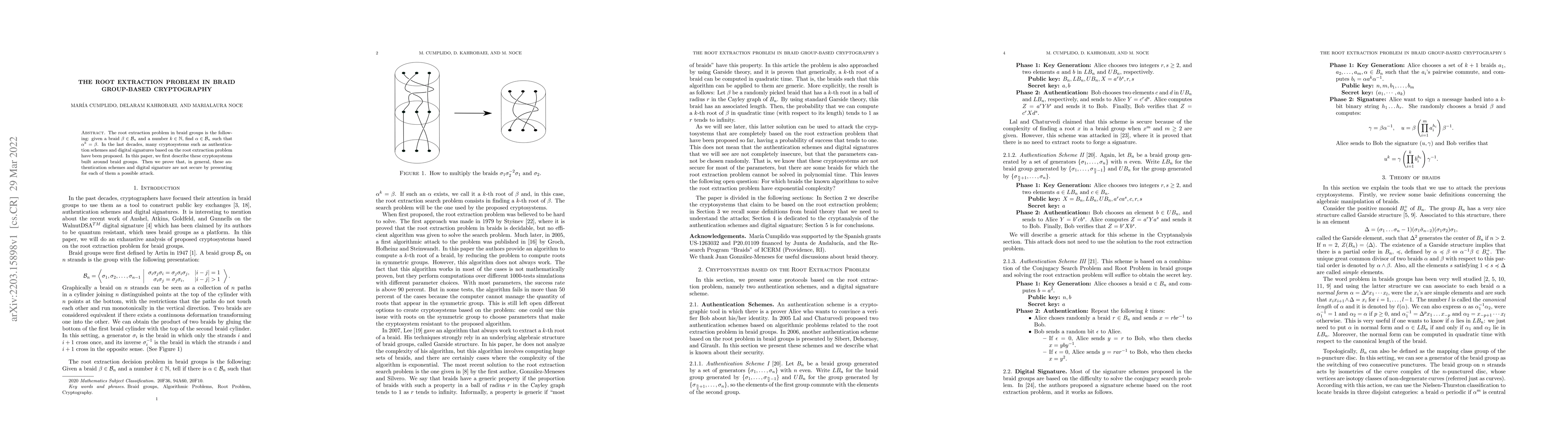 Thumbnail for The root extraction problem in braid group-based cryptography