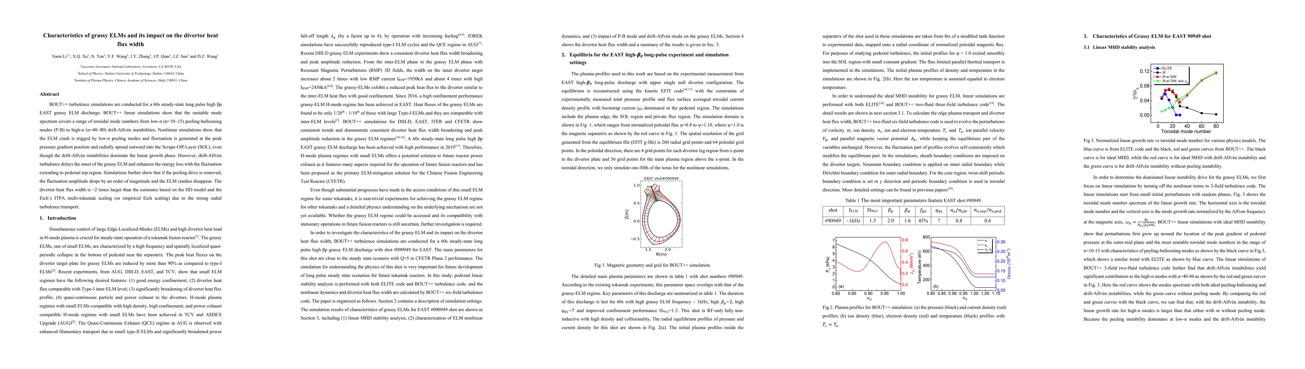 Thumbnail for Characteristics of grassy ELMs and its impact on the divertor heat flux
  width