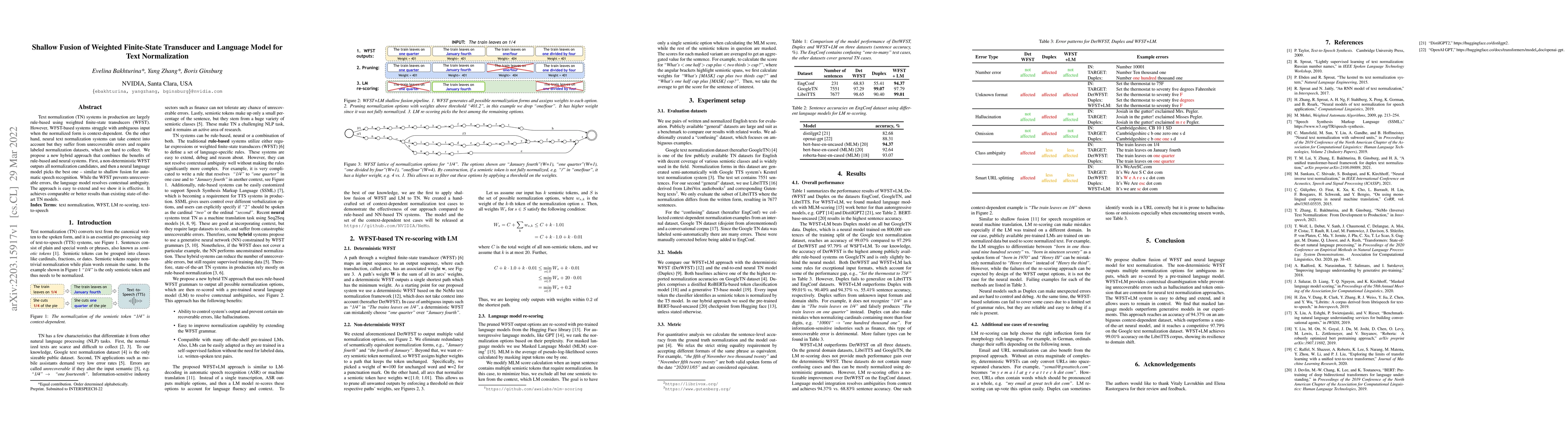 Thumbnail for Shallow Fusion of Weighted Finite-State Transducer and Language Model
  for Text Normalization