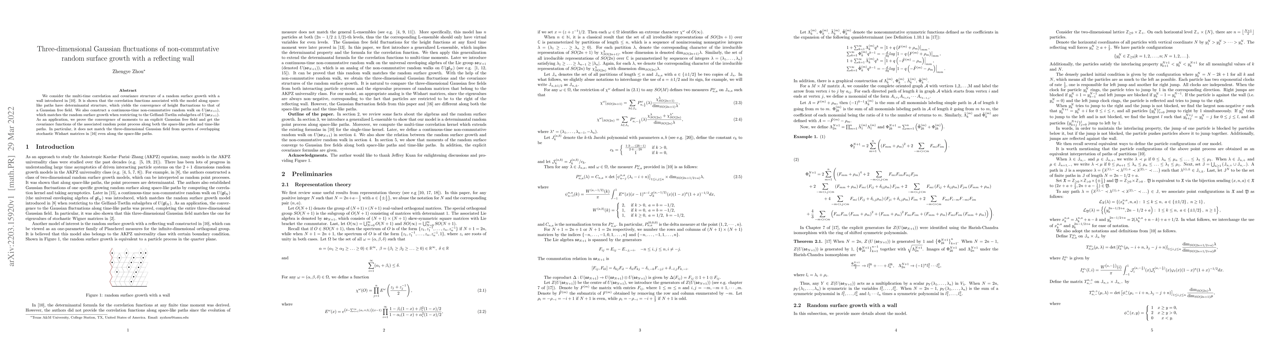 Thumbnail for Three-dimensional Gaussian fluctuations of non-commutative random
  surface growth with a reflecting wall